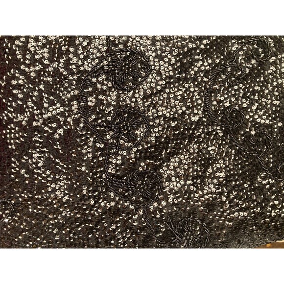 Vintage 60s Top 1960s Black Sequin Cocktail Wedding Guest Chic Fancy Size Medium - Picture 4 of 6